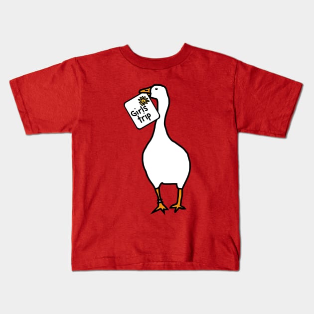 White Goose Steals Place on Girls Trip for Game Kids T-Shirt by ellenhenryart